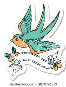 pegatinas viejas usadas con pancarta de una golondrina