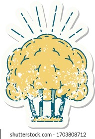 worn old sticker of a tattoo style tree