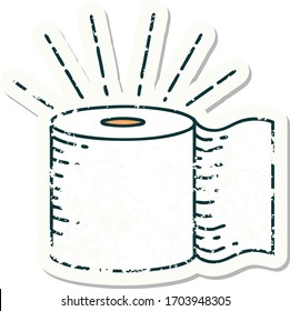 worn old sticker of a tattoo style toilet paper