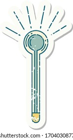 worn old sticker of a tattoo style glass thermometer 