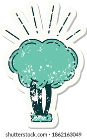 worn old sticker of a tattoo style tree