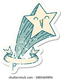 abgenutzter alter Aufkleber mit Tätowierungsstar