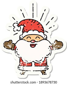 pegatinas viejas usadas con estilo de tatuaje feliz santa claus navidad personaje