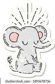 pegatinas viejas usadas de estilo tatuaje tierno elefante