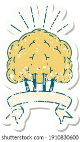 pegatinas viejas usadas de un árbol de estilo tatuado