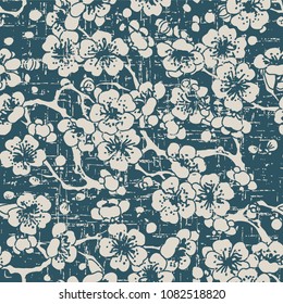 Worn out antique seamless background cross plum blossom