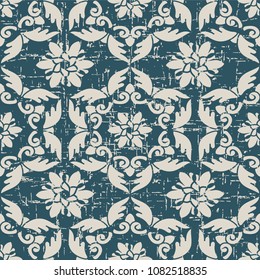 Worn out antique seamless background feather polygon spiral cross flower