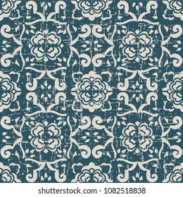 Worn out antique seamless background curve cross flower kaleidoscope