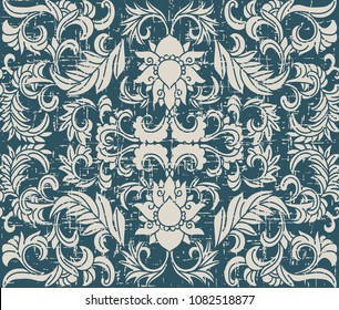 Worn out antique seamless background botanic garden flower vine leaf