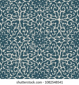 Worn out antique seamless background spiral curve cross kaleidoscope frame