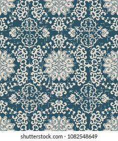 Worn out antique seamless background curve round spiral cross frame flower