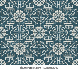 Worn out antique seamless background geometry spiral ladder flower
