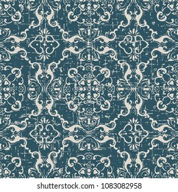 Worn out antique seamless background spiral curve chain flower