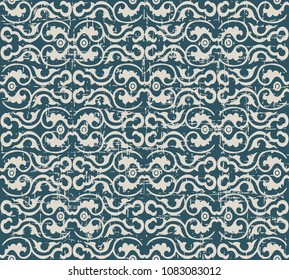 Worn out antique seamless background curve spiral round frame