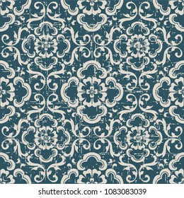 Worn out antique seamless background curve spiral cross round flower