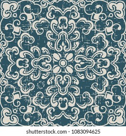 Worn out antique seamless background curve spiral round cross flower