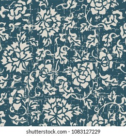 Worn out antique seamless background botanic garden flower leaf