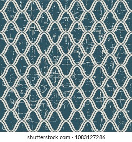 Worn out antique seamless background Curve Wave Cross Frame Line, Ideal for wallpaper decoration or greeting card design template.