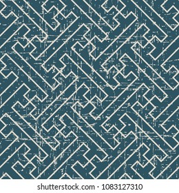 Worn out antique seamless background Polygon Spiral Cross Tracery Line, Ideal for wallpaper decoration or greeting card design template.