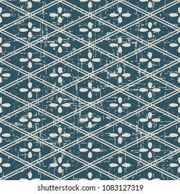 Worn out antique seamless background Check Cross Frame Line Flower, Ideal for wallpaper decoration or greeting card design template.
