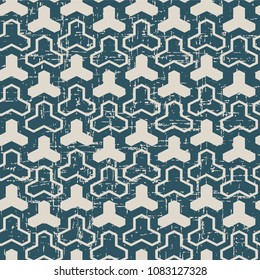 Worn out antique seamless background Polygon Geometry Cross Triangle, Ideal for wallpaper decoration or greeting card design template.