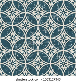 Worn out antique seamless background Round Cross Frame Flower, Ideal for wallpaper decoration or greeting card design template.
