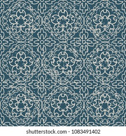 Worn out antique seamless background Spiral Cross Frame Vine Flower, Ideal for wallpaper decoration or greeting card design template.
