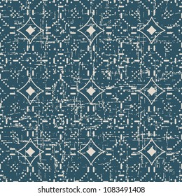 Worn out antique seamless background Curve Cross Dot Flower Line, Ideal for wallpaper decoration or greeting card design template.