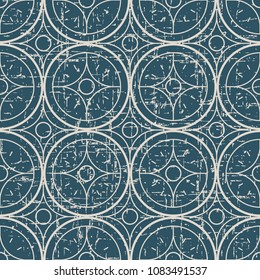 Worn out antique seamless background Curve Round Cross Star Frame Line, Ideal for wallpaper decoration or greeting card design template.