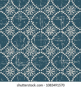 Worn out antique seamless background Round Dot Line Cross Flower, Ideal for wallpaper decoration or greeting card design template.