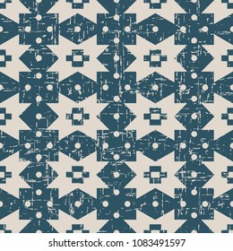 Worn out antique seamless background Geometry Cross Square Check Dot, Ideal for wallpaper decoration or greeting card design template.