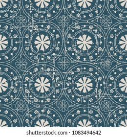 Worn out antique seamless background Round Dot Line Frame flower, Ideal for wallpaper decoration or greeting card design template.