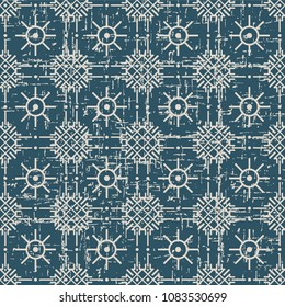 Worn out antique seamless background Check Cross Round Dot Line Flower, Ideal for wallpaper decoration or greeting card design template.