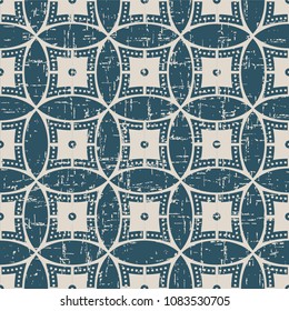 Worn out antique seamless background Round Circle Cross Frame Dot Line, Ideal for wallpaper decoration or greeting card design template.