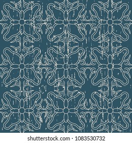 Worn out antique seamless background Round Curve Spiral Cross Vine Flower Frame, Ideal for wallpaper decoration or greeting card design template.