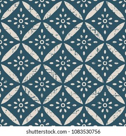 Worn out antique seamless background Curve Cross Round Frame Flower, Ideal for wallpaper decoration or greeting card design template.