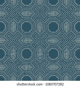Worn out antique seamless background Polygon Cross Spiral Frame Line, Ideal for wallpaper decoration or greeting card design template.