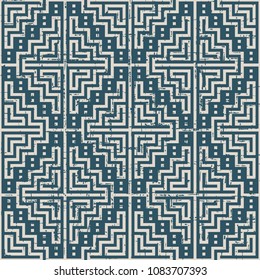 Worn out antique seamless background Mosaic Pixel Square Geometry Cross Frame, Ideal for wallpaper decoration or greeting card design template.