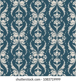Worn out antique seamless background Curve Wave Cross Dot Line Leaf Flower, Ideal for wallpaper decoration or greeting card design template.