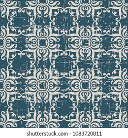 Worn out antique seamless background Curve Square Spiral Curve Cross Frame Crest, Ideal for wallpaper decoration or greeting card design template.
