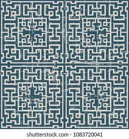 Worn out antique seamless background Square Geometry Cross Tracer Frame, Ideal for wallpaper decoration or greeting card design template.