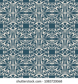 Worn out antique seamless background Curve Cross Spiral Flower Frame, Ideal for wallpaper decoration or greeting card design template.