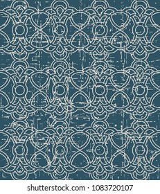 Worn out antique seamless background Curve Round Cross Crest Frame Chain, Ideal for wallpaper decoration or greeting card design template.