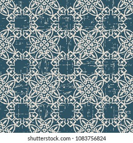 Worn out antique seamless background Polygon Check Cross Curve Frame Crest, Ideal for wallpaper decoration or greeting card design template.