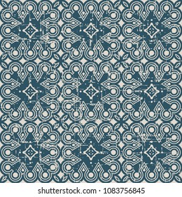 Worn out antique seamless background Aboriginal Round Check Cross Frame Line, Ideal for wallpaper decoration or greeting card design template.