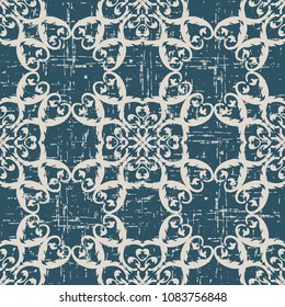 Worn out antique seamless background Spiral Curve Cross Plant Leaf Frame, Ideal for wallpaper decoration or greeting card design template.