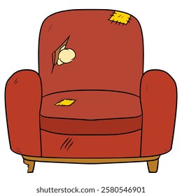 worn out armchair illustration hand drawn isolated vector