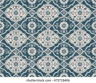 Worn out seamless background 456 oriental Asian curve spiral flower kaleidoscope
