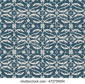 Worn out seamless background 525 vintage garden flower curve cross leaf vine

