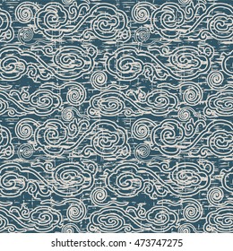 Worn out seamless background 534 vintage oriental Chinese cloud pattern
